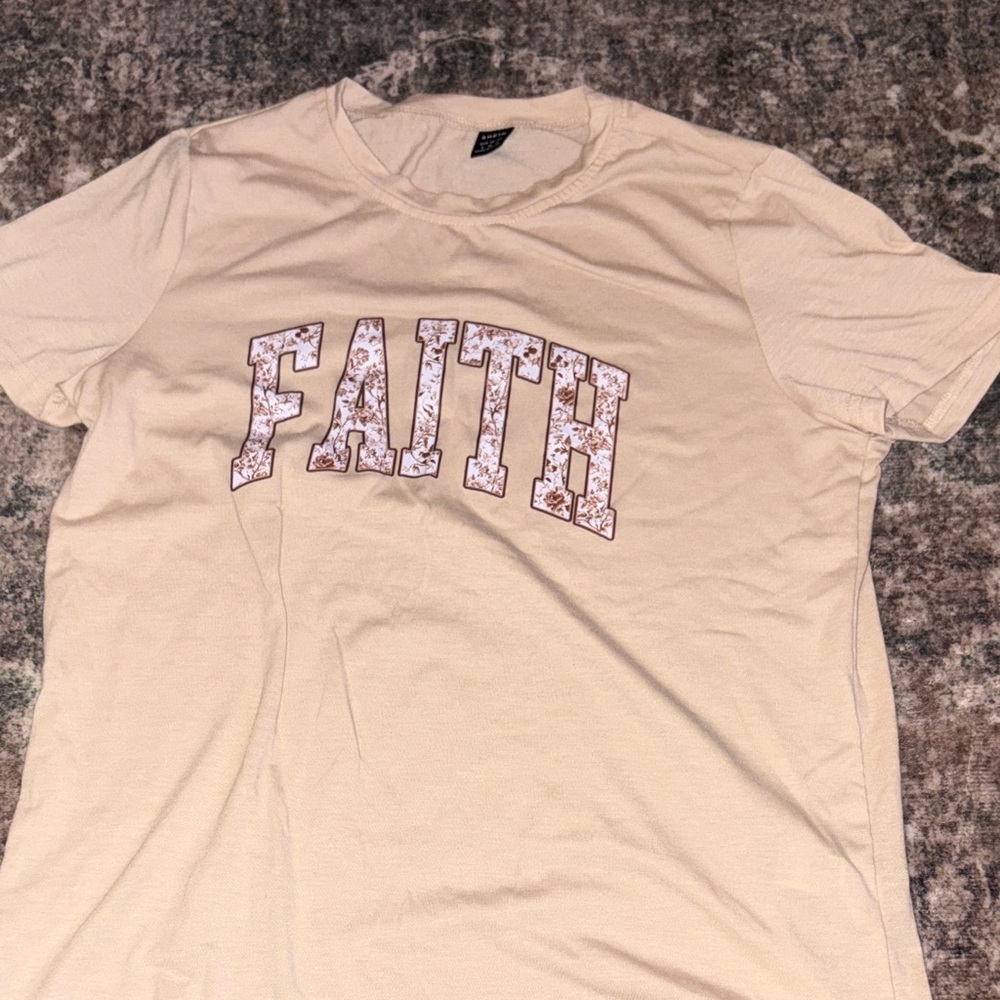 Cream Yellow T-Shirt with 'FAITH' Graphic